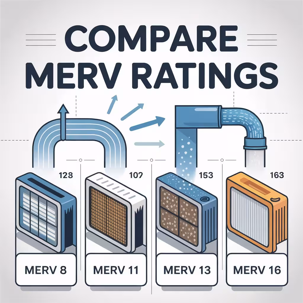 MERV rating chart showing air filter levels and best HVAC filter choices for home use