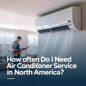 Air conditioner service technician iindoor nspecting AC unit during spring maintenance
