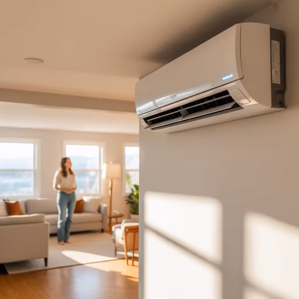 Ductless mini split AC in living room solving common ac problem