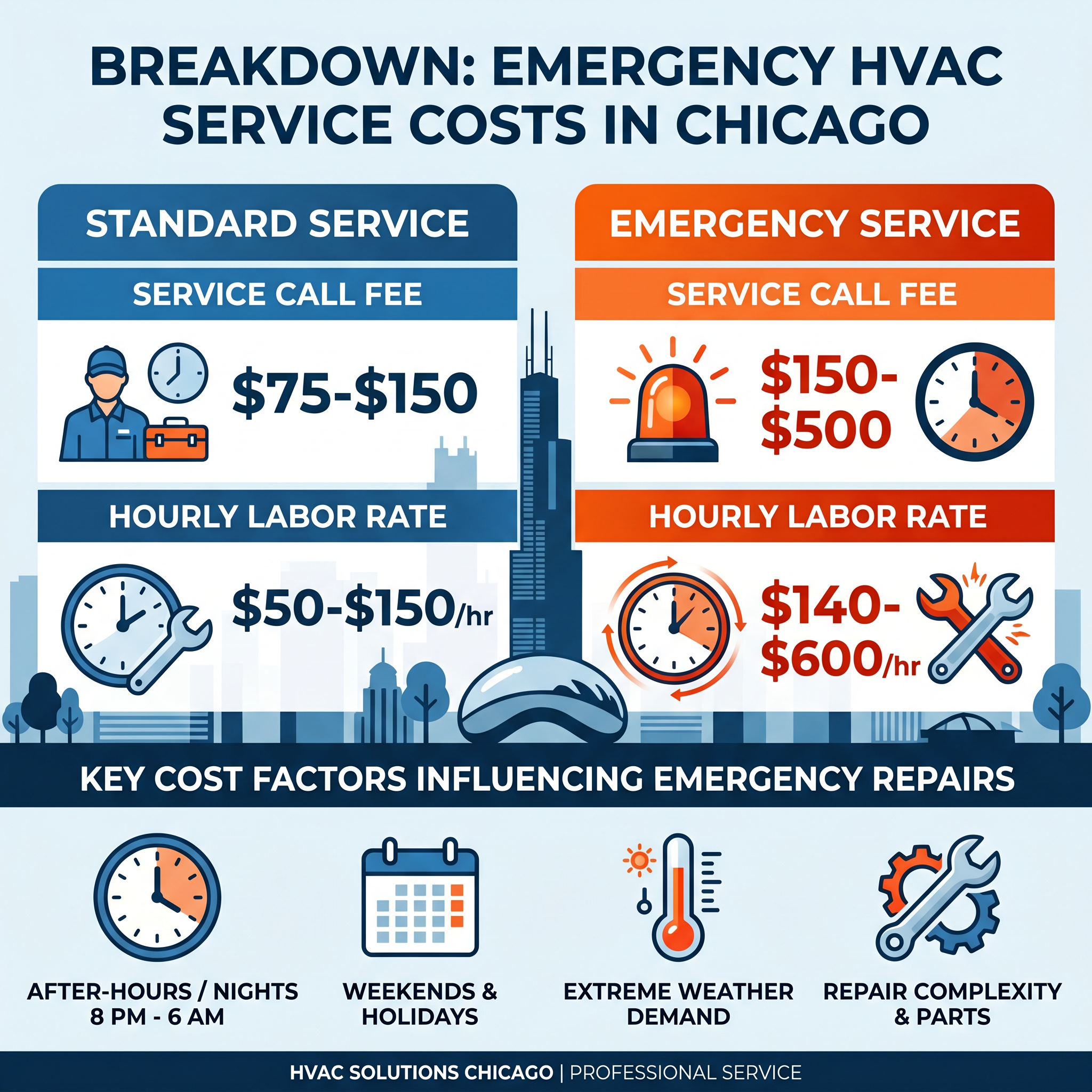 Emergency HVAC service cost inspection for furnace repair in Chicago area
