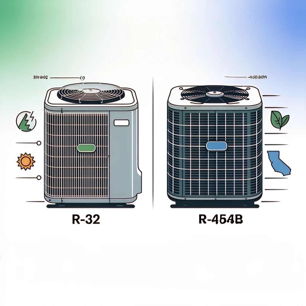 R-32 vs R-454B refrigerant comparison for California AC systems