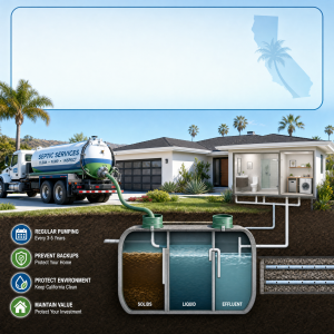 Septic tank pumping service in California residential property