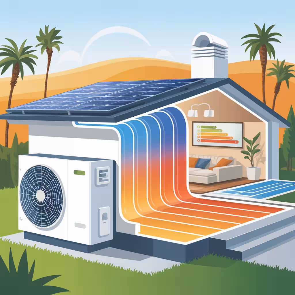 Hybrid heat pump system installed in a modern California home for energy-efficient heating