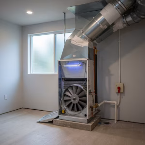 UV-C HVAC air purifier installed inside a residential HVAC system